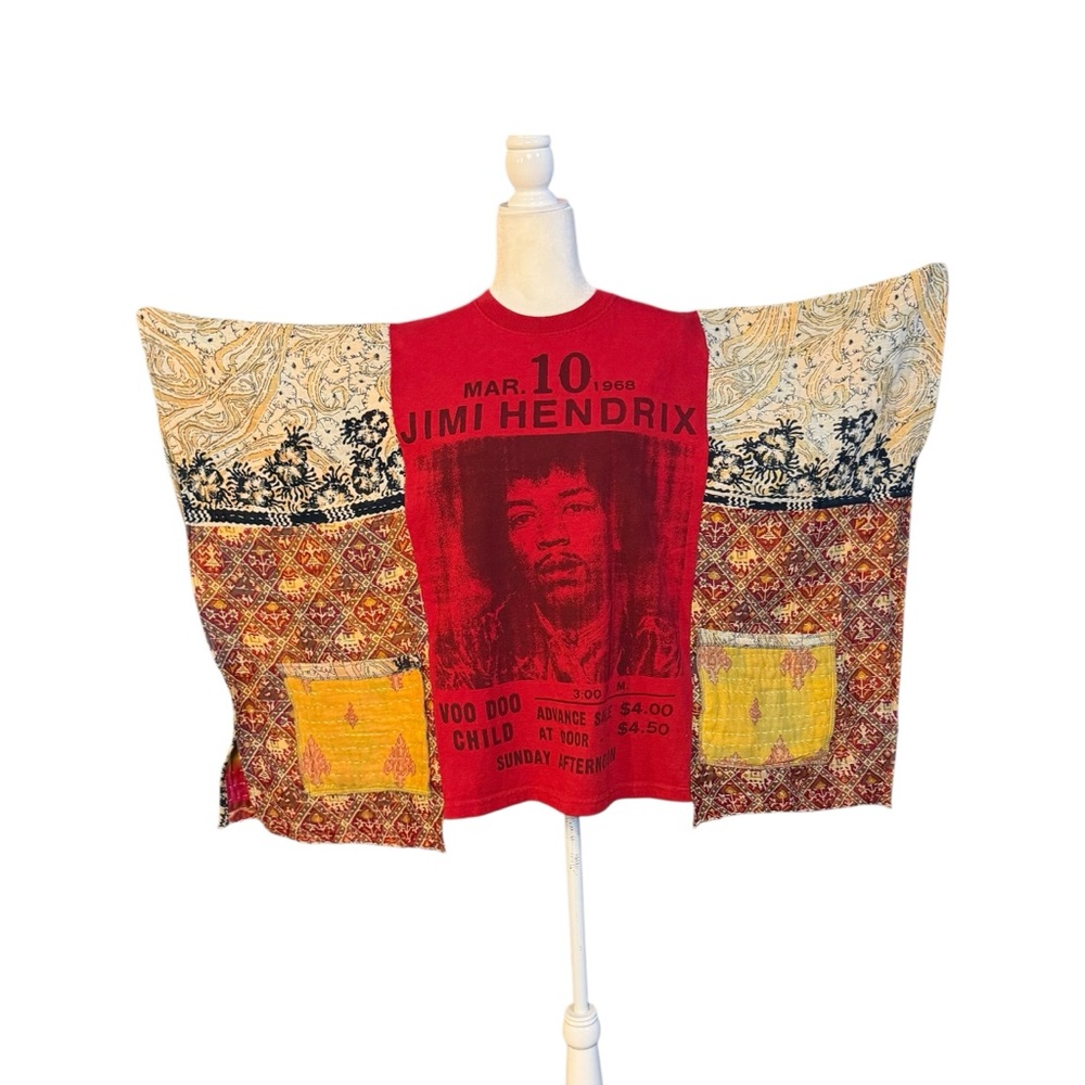 Handcrafted Upcycled JIMI HENDRIX Kantha Tunic with Pockets NWT One Size - Picture 4 of 7